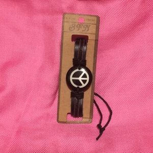 NOC Beifenni Jewelry Peace Sign Leather Bracelet
